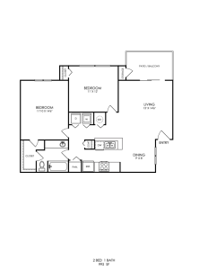 floor plan for the two bedroom apartment at The Landon